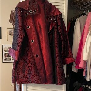 Stylish Red Animal Print Women's Coat